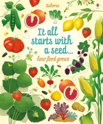 Book cover of IT ALL STARTS WITH A SEED HOW FOOD GROWS